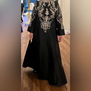 Elegant Black Dress with Gold Embroidery